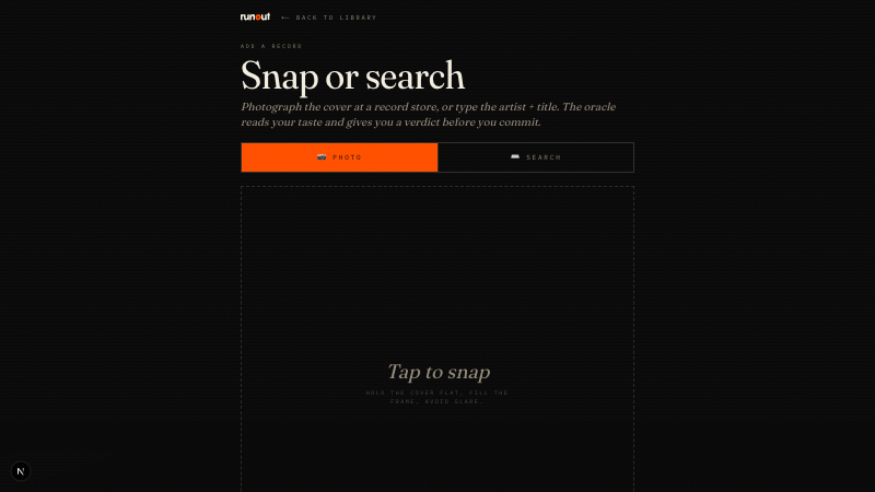 Add records by snapping the cover